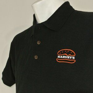 HARVEY'S Hamburgers Employee Uniform Polo Shirt Black NEW Size L Large